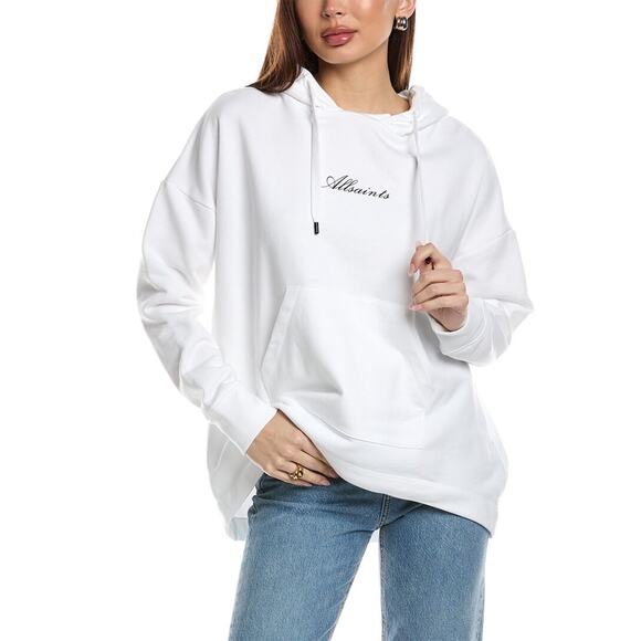 NWT AllSaints Vita Etie Hoodie Sweatshirt Oversized White Women’s Size Small - Picture 2 of 8